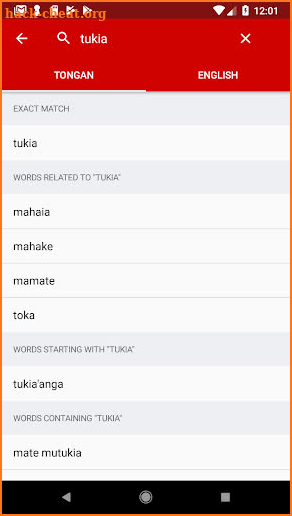 Tongan-English Dictionary screenshot