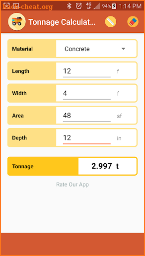 Tonnage Calculator screenshot