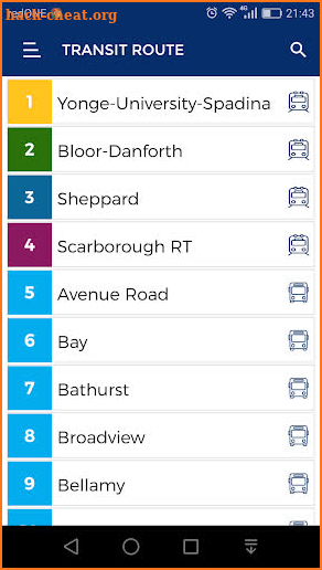 Toronto Metro Transit Tracker (TTC) screenshot