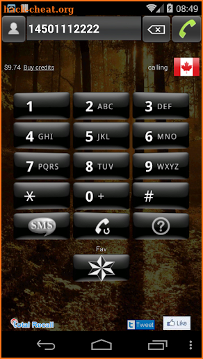 Total Recall Free phone number screenshot