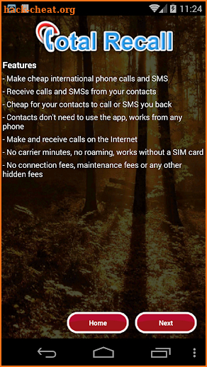 Total Recall Free phone number screenshot