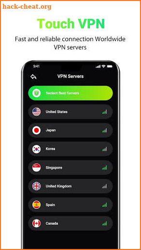 Touch VPN - Free Unlimited Secure Hotspot Proxy screenshot