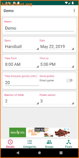 Tournament planner manager organizer screenshot