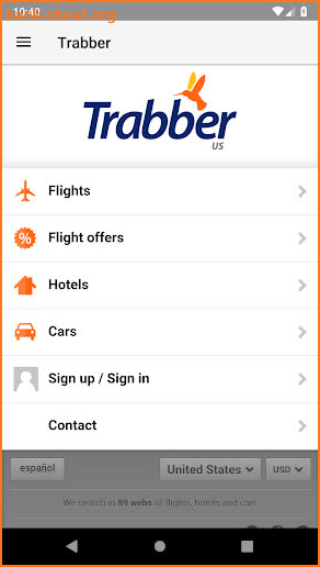 Trabber: Flights, Hotels and Cars Search Engine screenshot