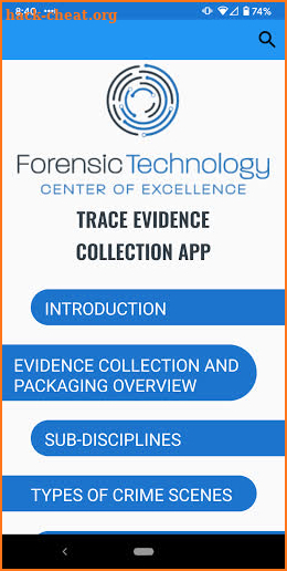 Trace Evidence Collection App screenshot