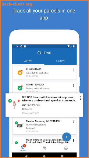 Track your parcels - 1Track screenshot