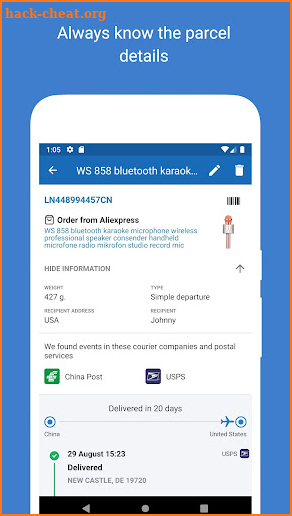 Track your parcels - 1Track screenshot