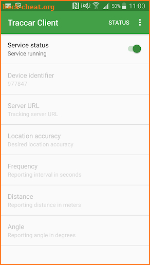 Tracking screenshot