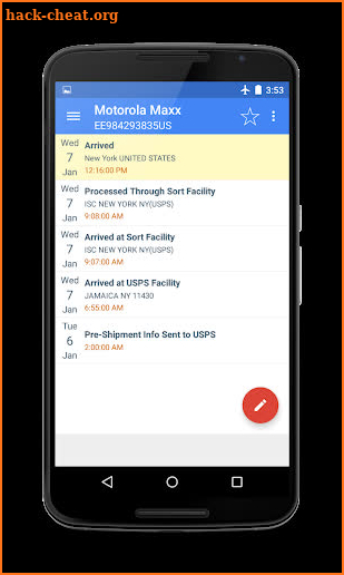 Tracking parcels for USPS screenshot