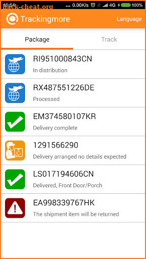 Trackingmore Package Tracker screenshot