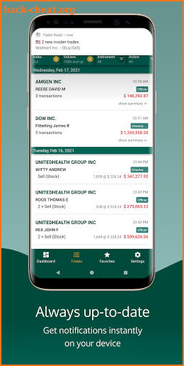 Trader Radar - Insider Trade News screenshot