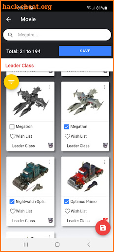 Transformers Toys collections screenshot