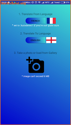 Translate photo to your language: Photo translator screenshot