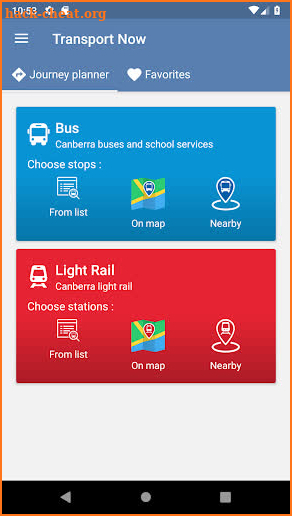 Transport Now Canberra - bus and lightrail screenshot