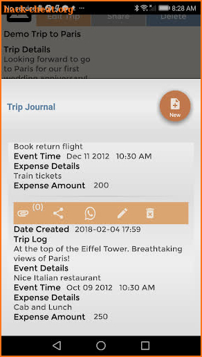 Travel Budget & Event Journal screenshot
