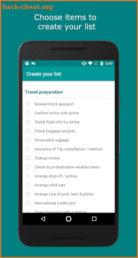 Travel Checklist screenshot