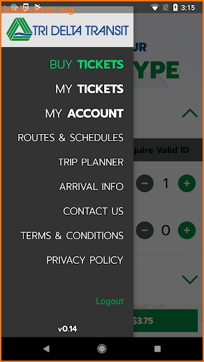 Tri Delta Transit Mobile Ticketing screenshot