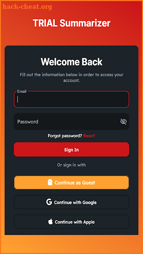 Trial Summarizer screenshot