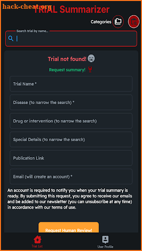 Trial Summarizer screenshot