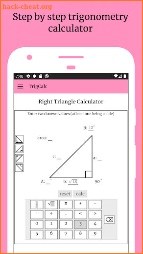 TrigCalc · Trigonometry Calculator screenshot
