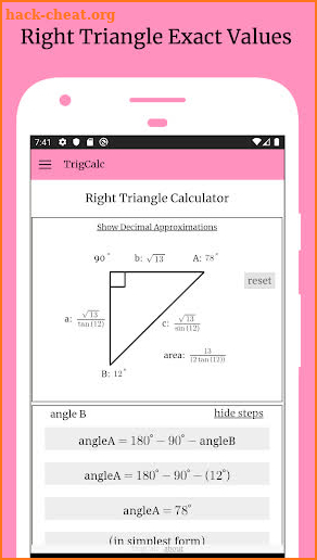 TrigCalc · Trigonometry Calculator screenshot