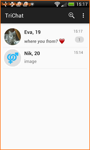 Triple chat, online dating screenshot