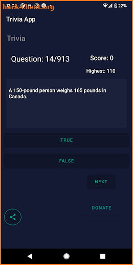 Trivia App screenshot