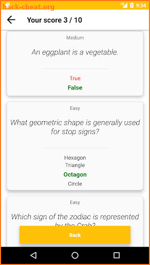 Trivia app without adds screenshot
