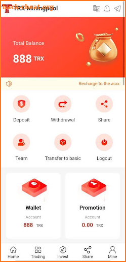 TRX Miningpool screenshot