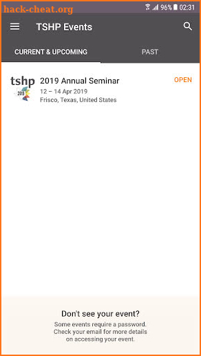 TSHP Events screenshot