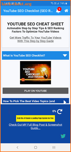 Tube SEO Checklist (Interactive SEO Ranking Tool) screenshot