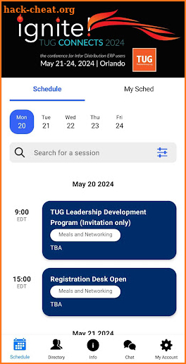 TUG Events screenshot