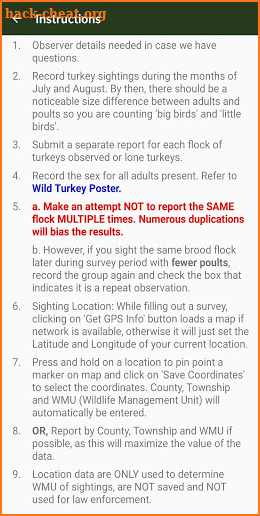 Turkey Sighting Survey screenshot