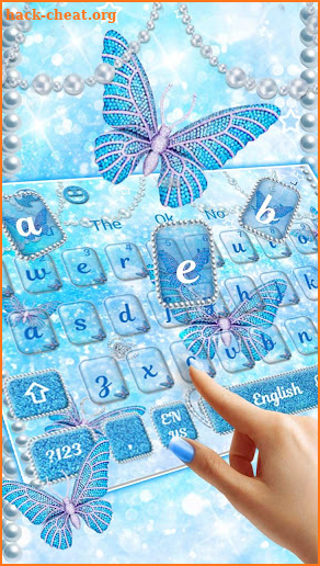 Turquoise Blue Butterfly Keyboard Theme screenshot