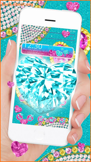 Turquoise Blue Diamond Glitter Theme screenshot