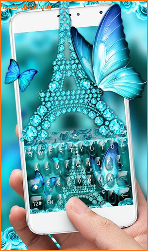 Turquoise Butterfly Eiffel Tower Keyboard Theme screenshot