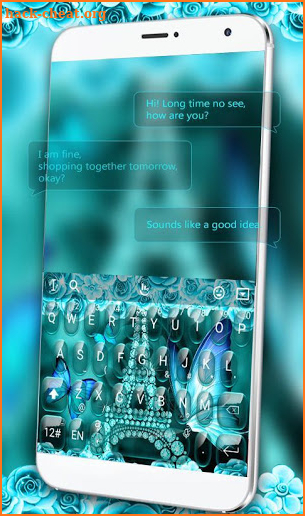 Turquoise Butterfly Eiffel Tower Keyboard Theme screenshot