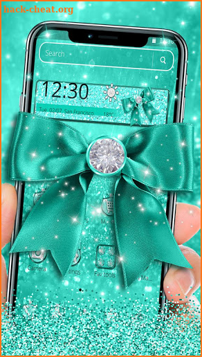 Turquoise Green Diamond Bow Theme screenshot