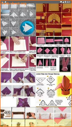 Tutorial on folding napkins for eating restaurants screenshot
