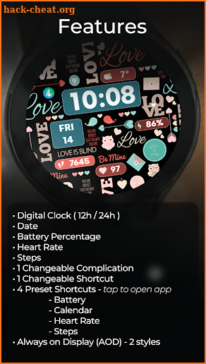 TVV Valentine's Day Watch Face screenshot