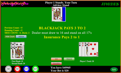TwentyOne Pro Blackjack screenshot