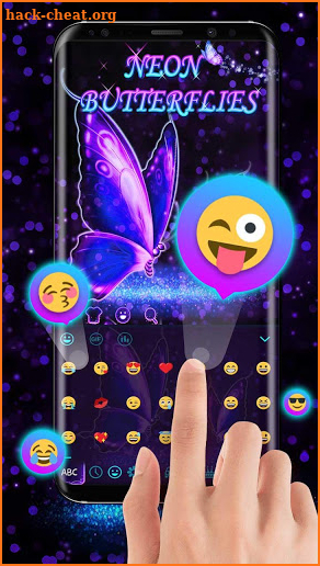 Twinkling Neon Butterflies Keyboard Theme screenshot