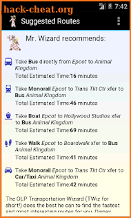 TWiz:WDW Transportation Wizard screenshot