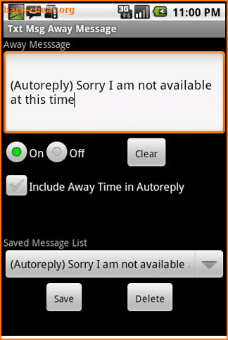Txt Msg Away Message screenshot