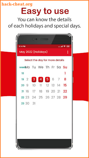 U. Arab Emirates calendar 2022 screenshot