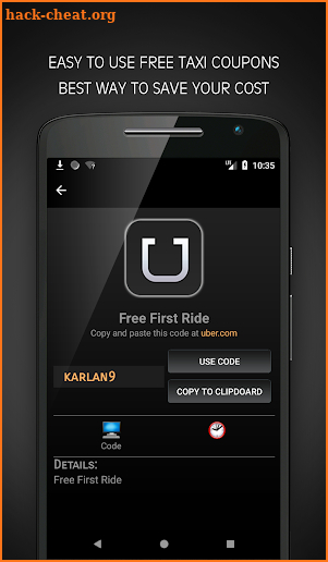 Uber Taxi Coupon Code & Free Ride screenshot