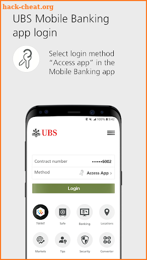 UBS Access – secure login for digital banking screenshot