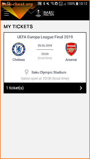 UEFA Europa League Final 2019 Tickets screenshot