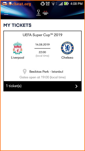 UEFA Super Cup 2019 Tickets screenshot