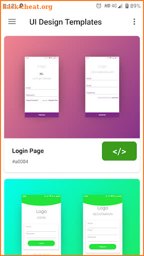 UI Design Templates with Source Code screenshot